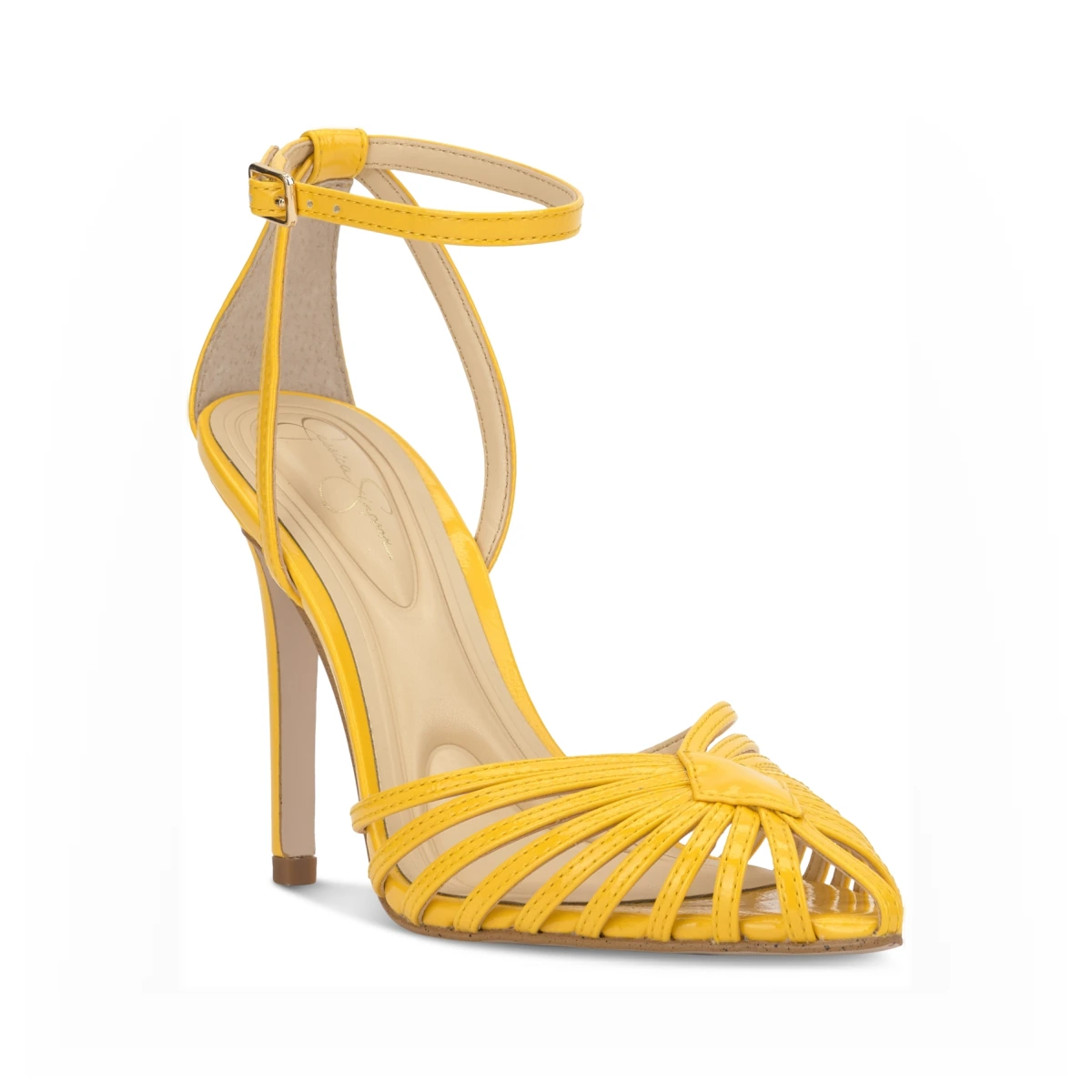 Women's Paveri Huarache Strappy Stiletto Pumps - Golden Lemon Patent