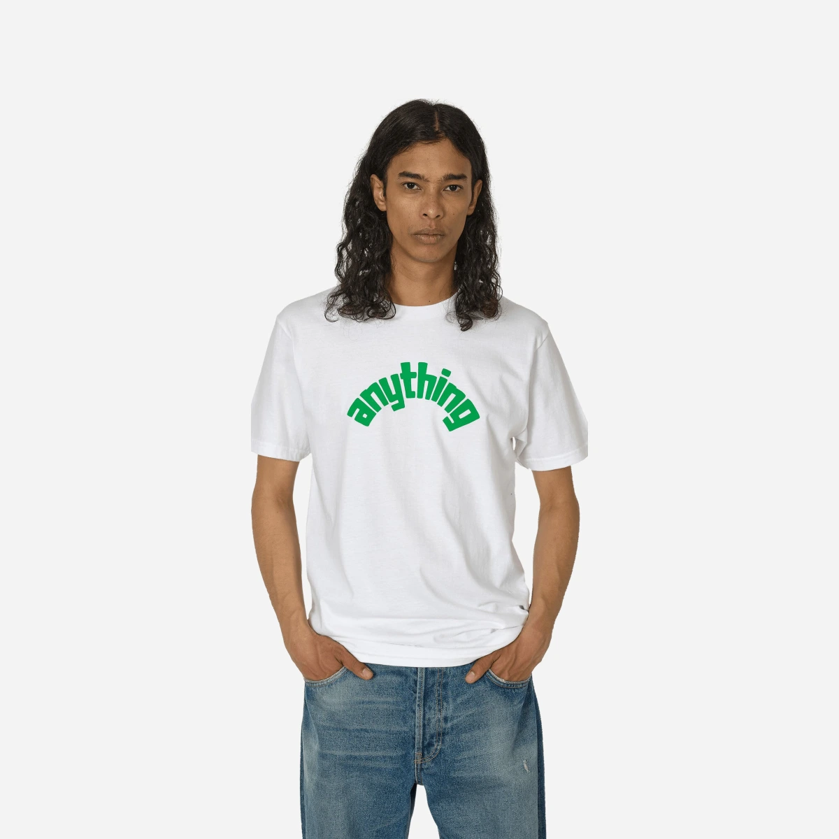 Curved Logo T-Shirt White / Green