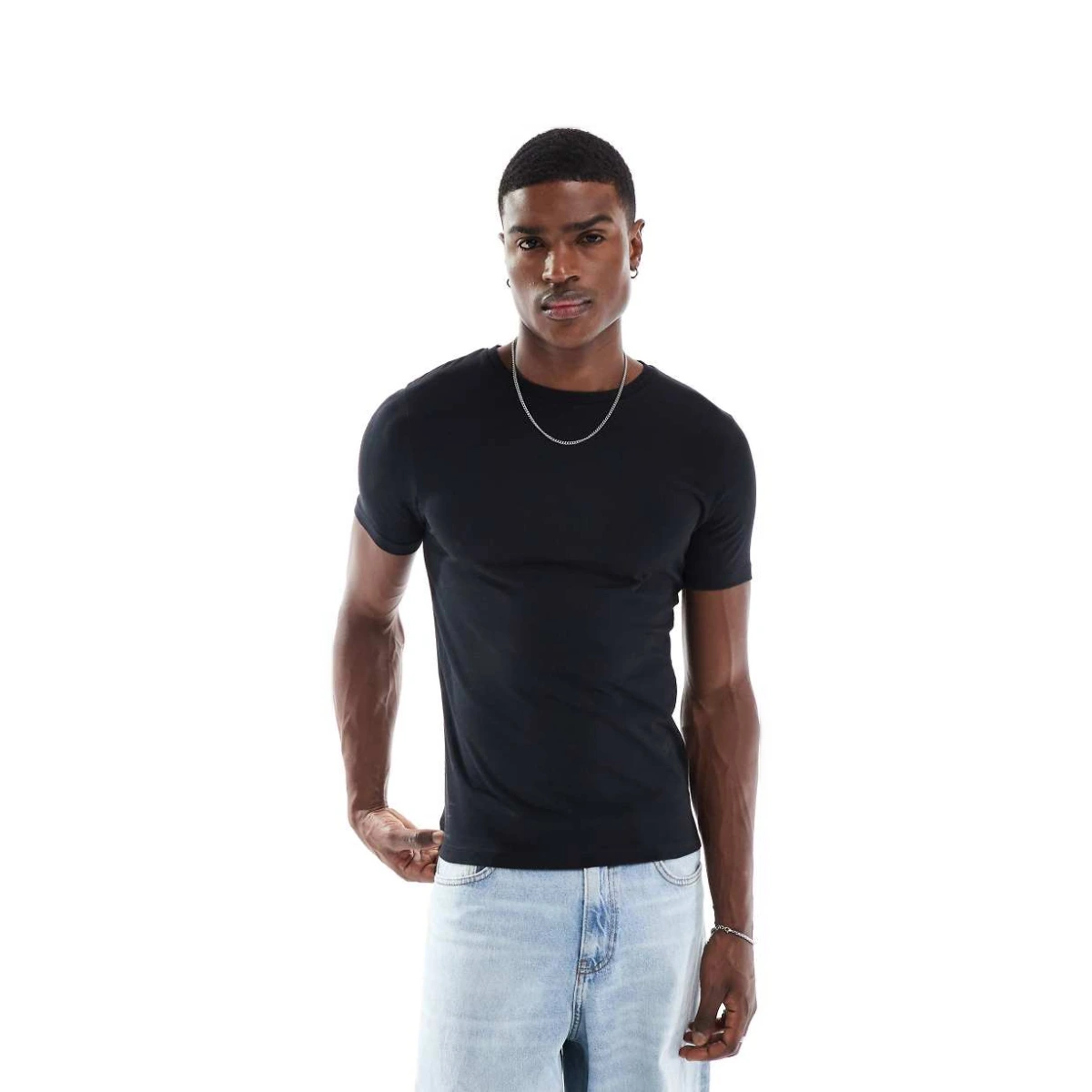 ASOS DESIGN essential muscle fit t-shirt in black
