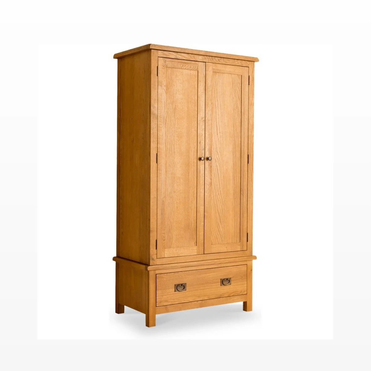 Lanner Oak Double Wardrobe & Drawer | Metal Handles | Roseland