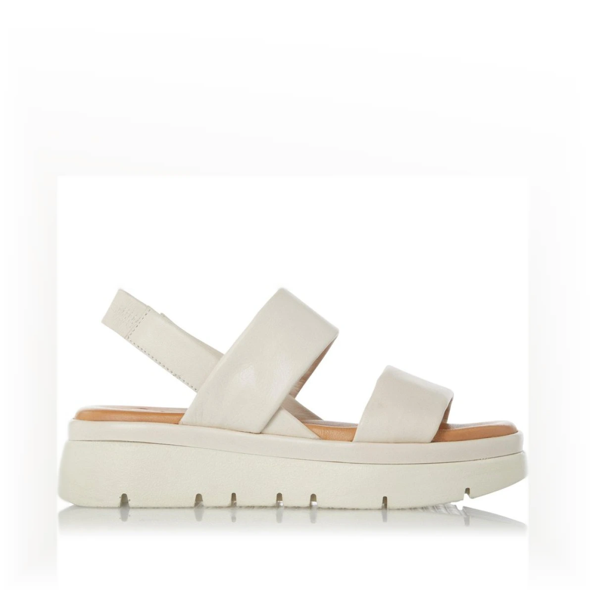 Dune London Womens Ladies Location - Padded Flatform Sandals - Beige Leather archived