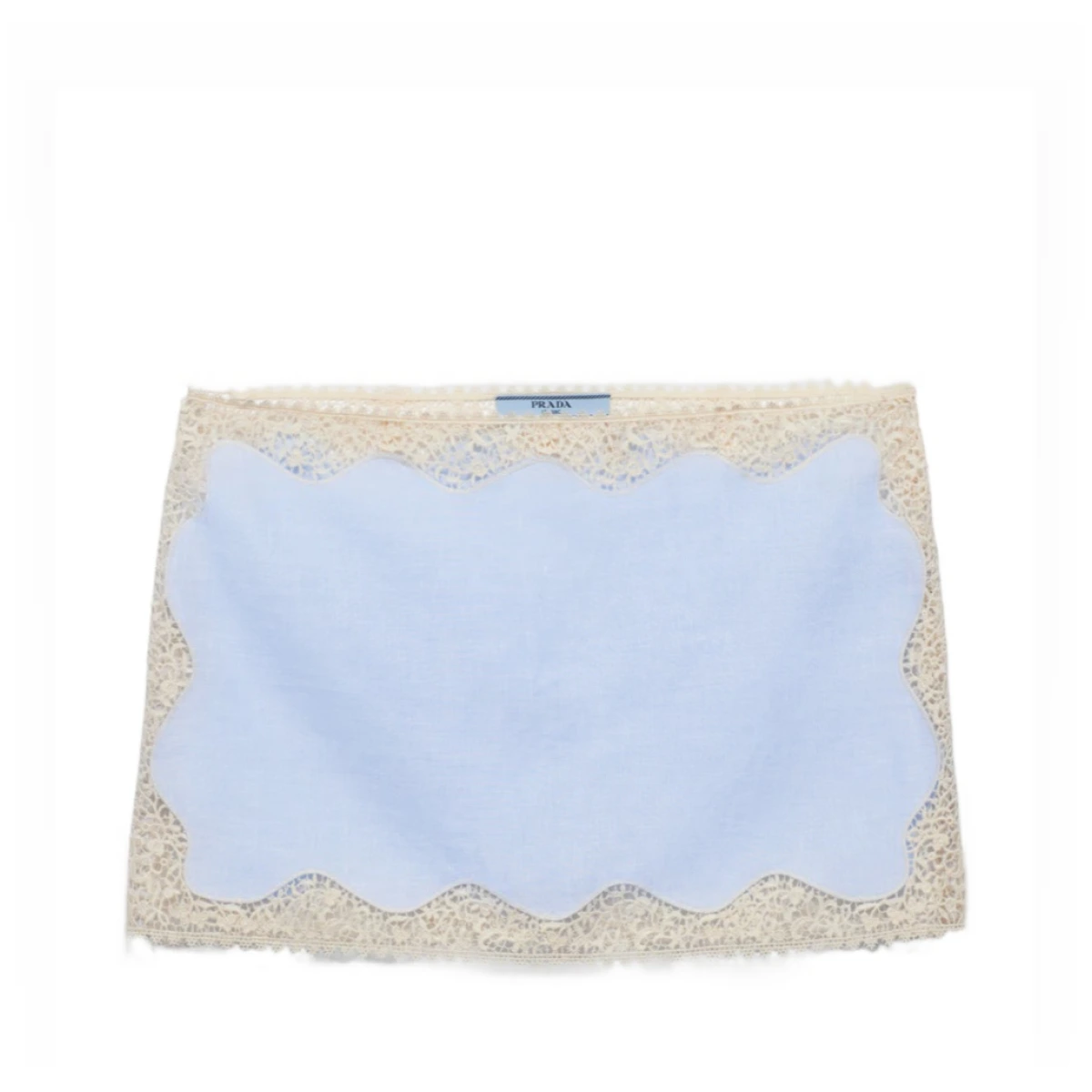 Embroidered, lace-trimmed linen miniskirt