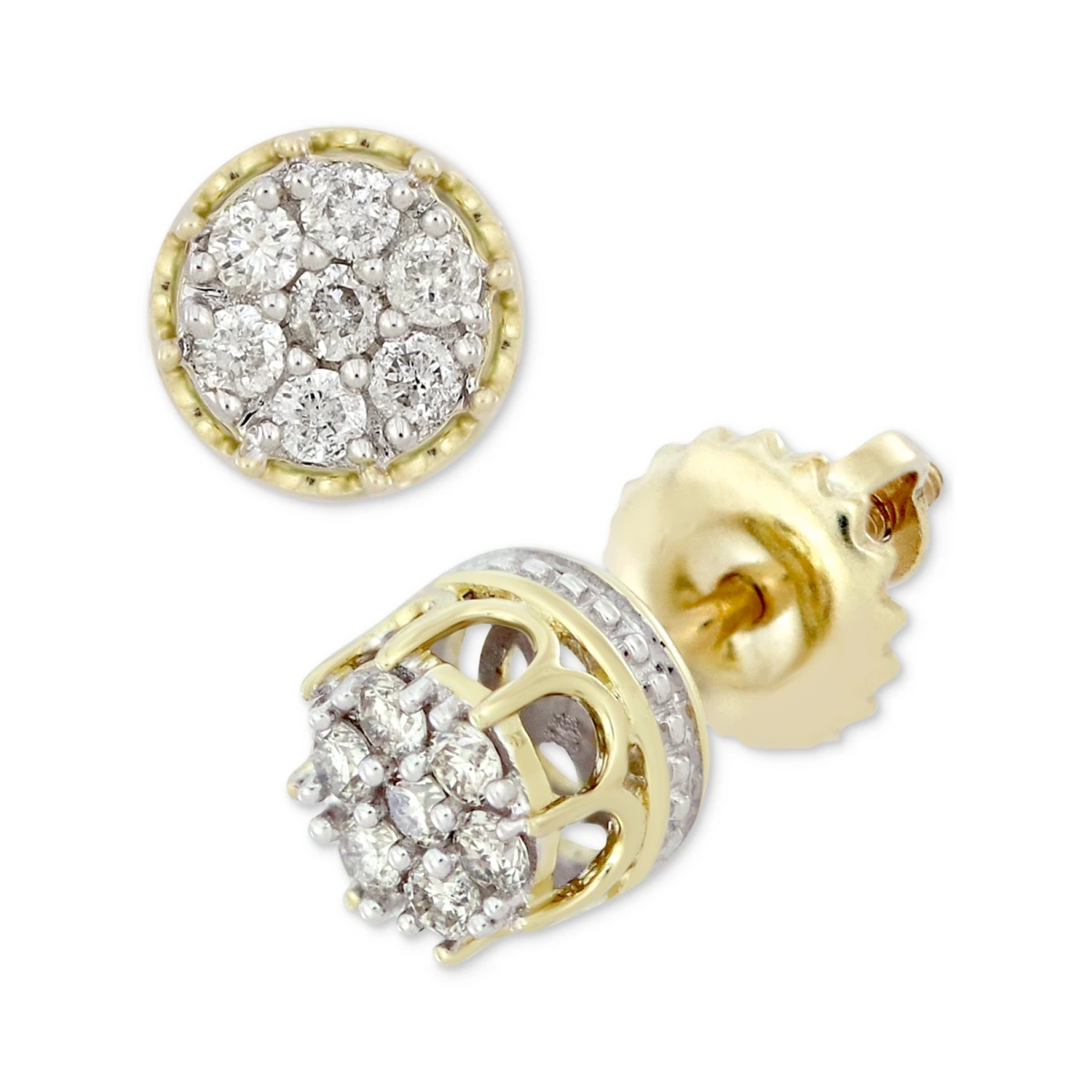 Men's Diamond Cluster Stud Earrings (1/6 ct. t.w.) in 10k Gold - Gold