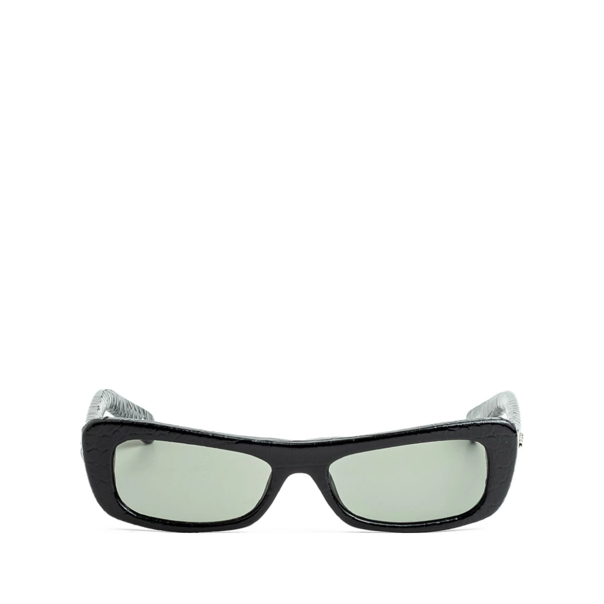 Capri crocodile-effect rectangular sunglasses - Black