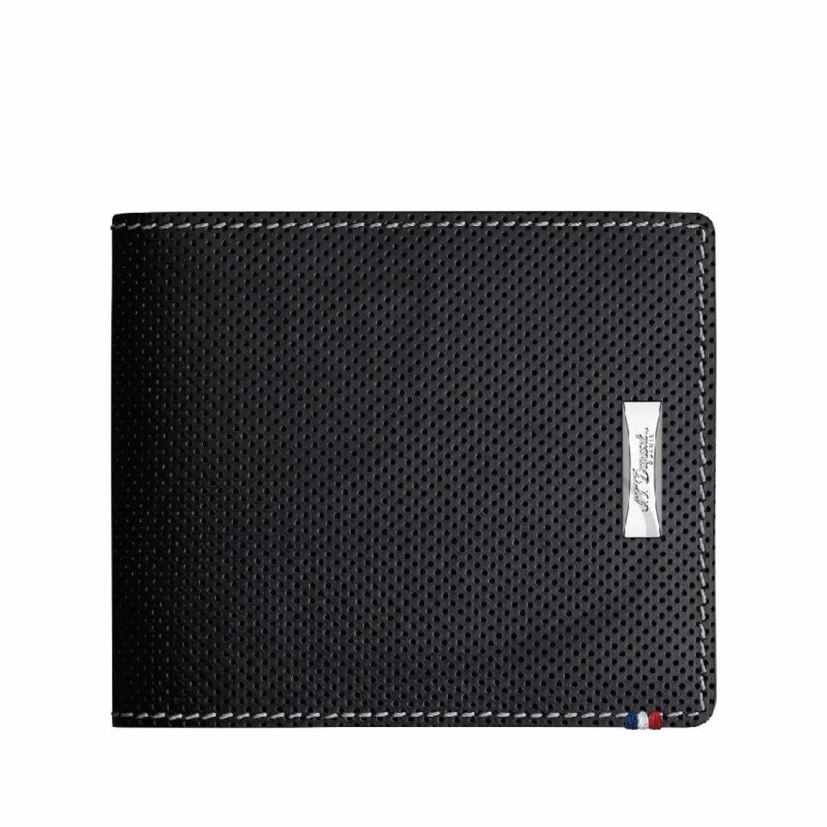 Defi Perforated 6 Card Black Leather Wallet