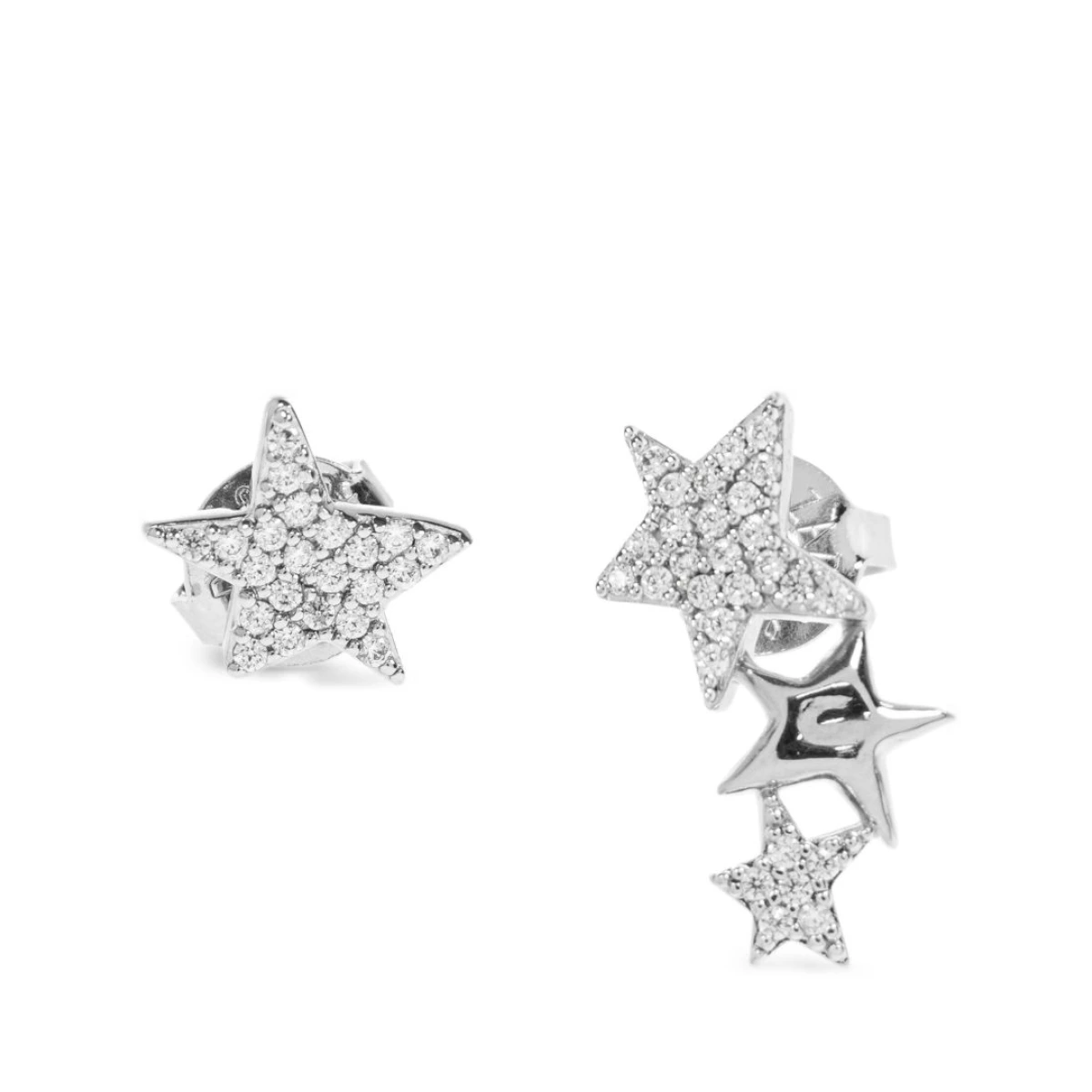 Star-shaped crystal-embellished earrings - Silver