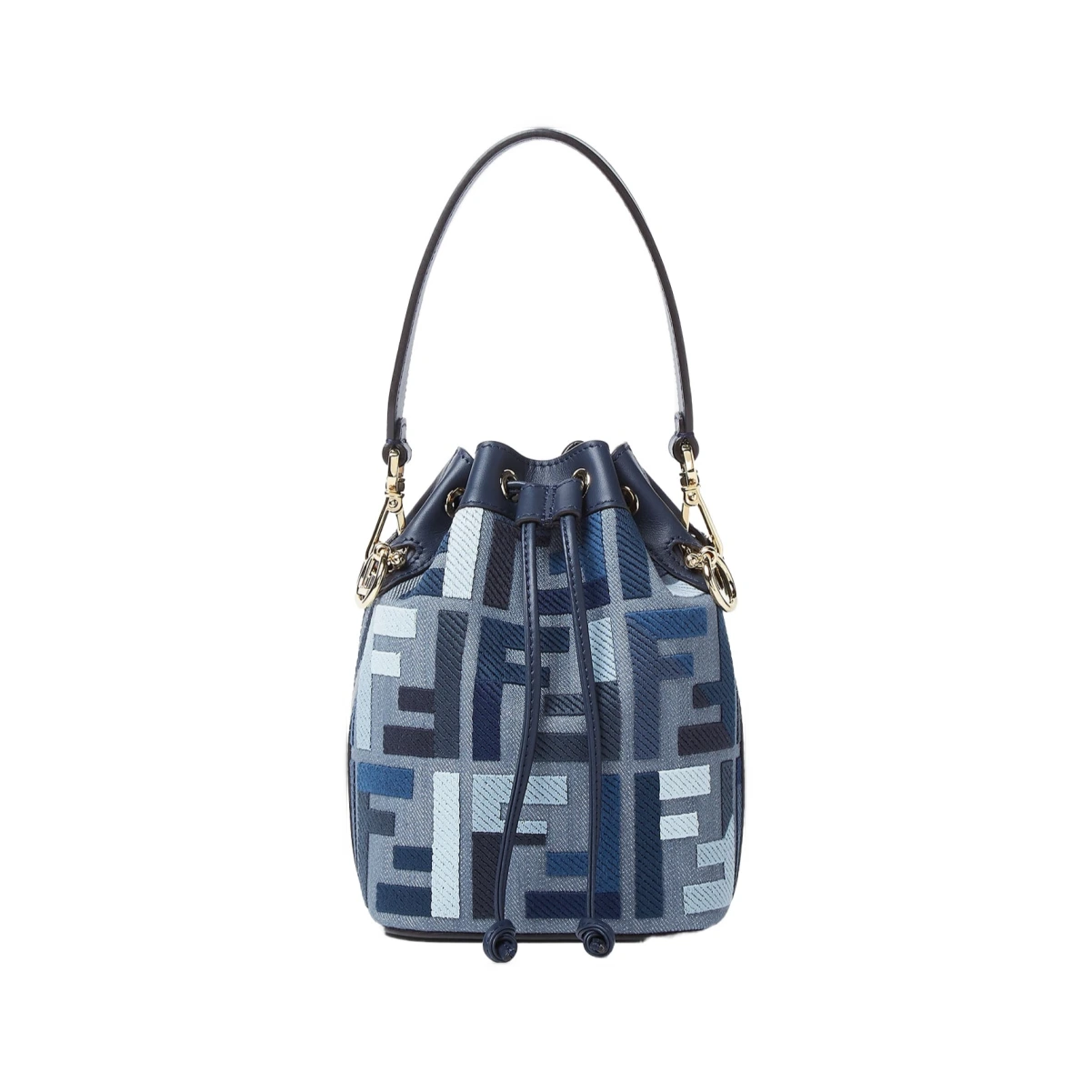 Blue canvas mini-bag with FF embroidery