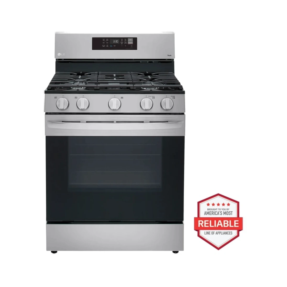 LG Smart Wi-Fi Enabled Fan Convection Gas Range with Air Fry & EasyClean®, Stainless Steel, 5.. ft