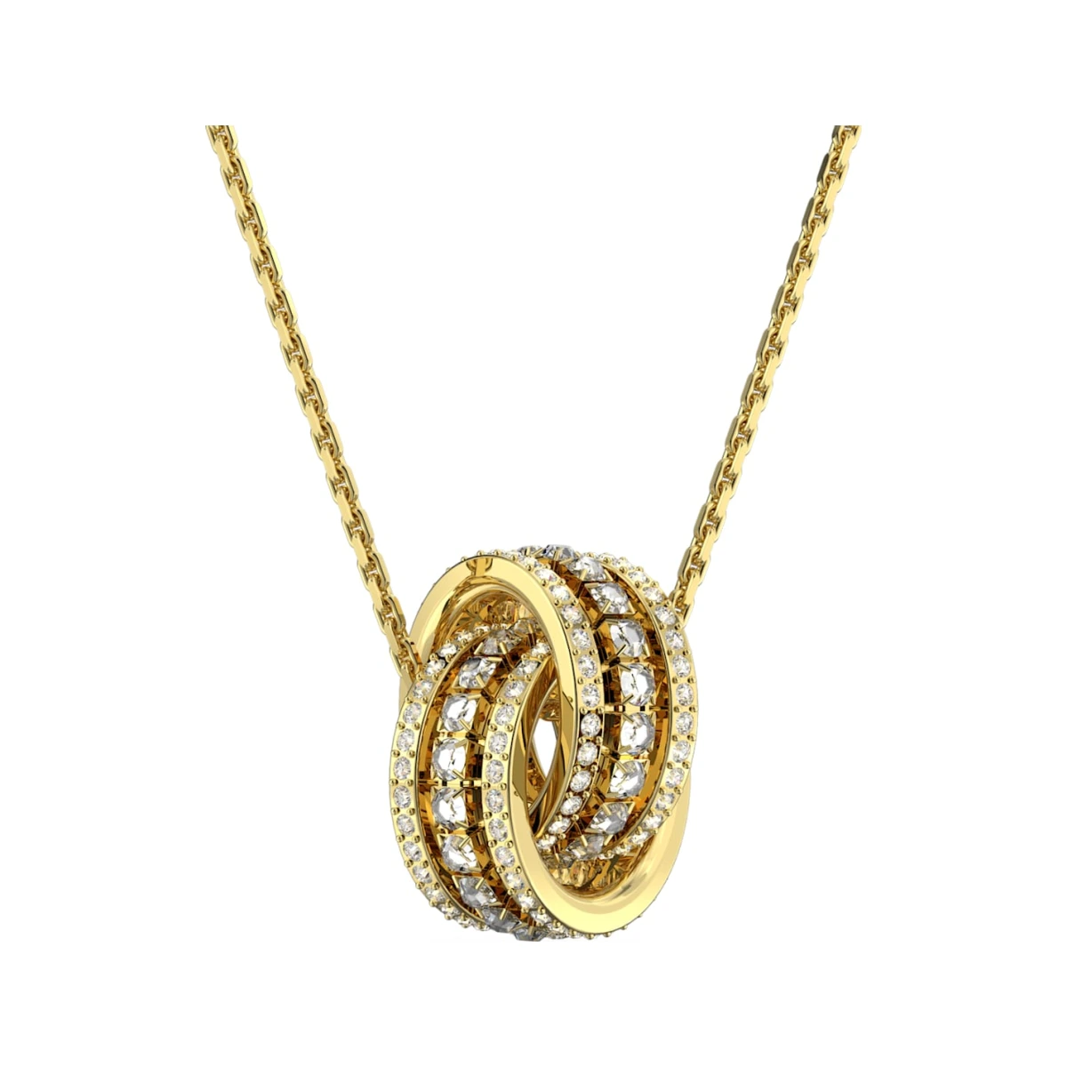 Further necklace, Intertwined circles, White, Gold-tone plated