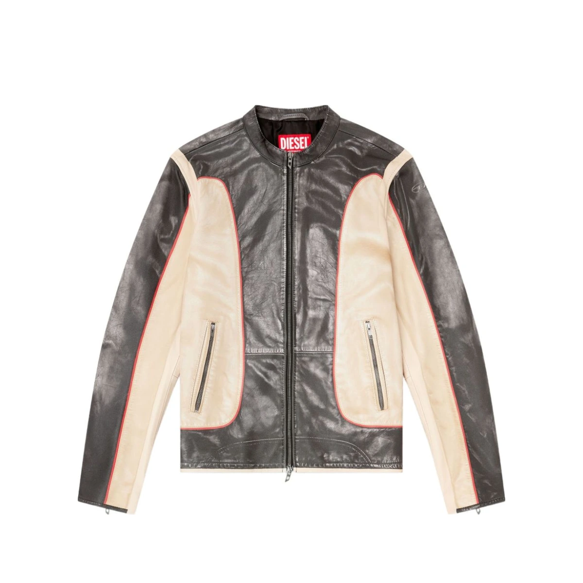 L-Evert leather biker jacket - Neutrals