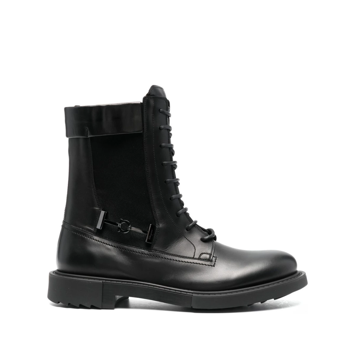 40mm lace-up leather combat boots - Black