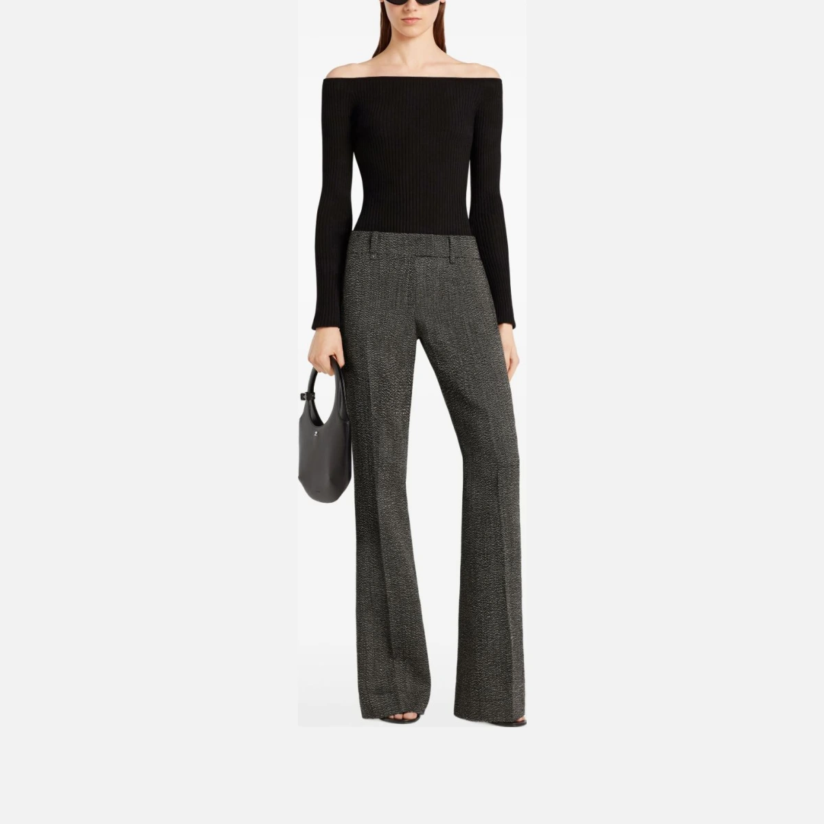 Off-shoulder ribbed top - Black