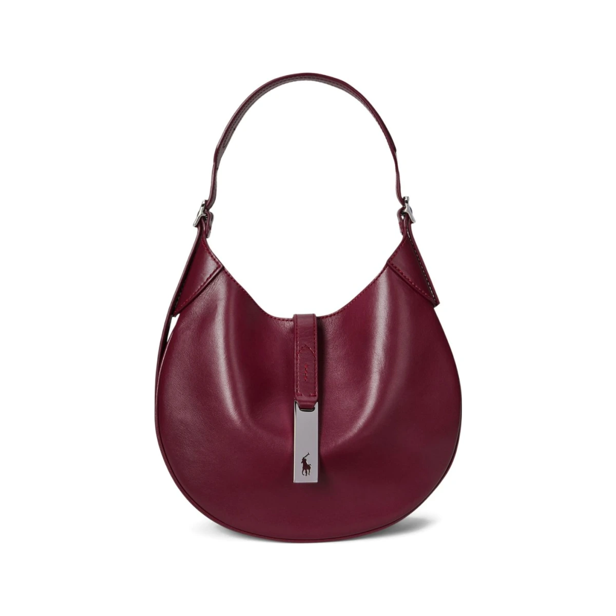 Polo ID curved-handle leather bag - Red