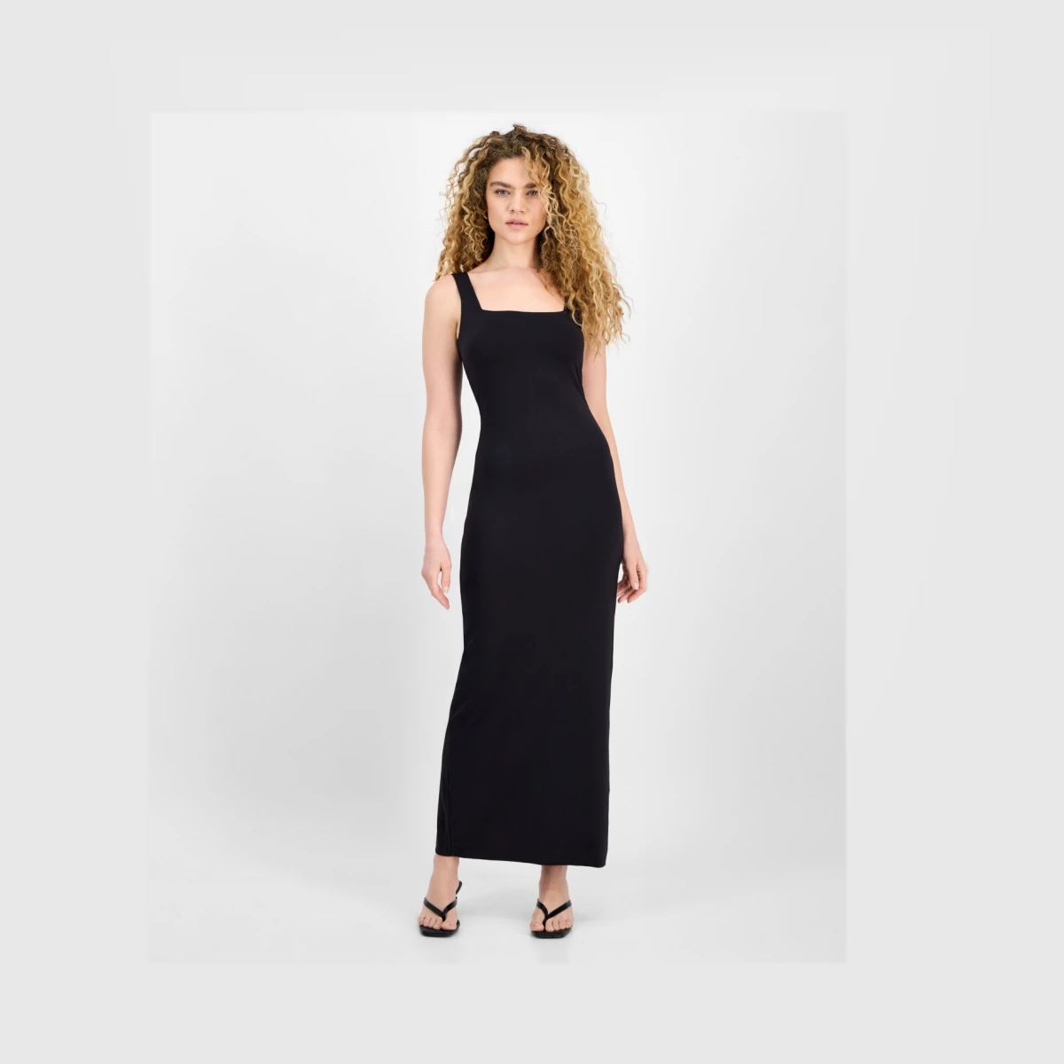 Women's Square Neck Sleeveless Maxi Dress, Exclusively at Macy's - Black