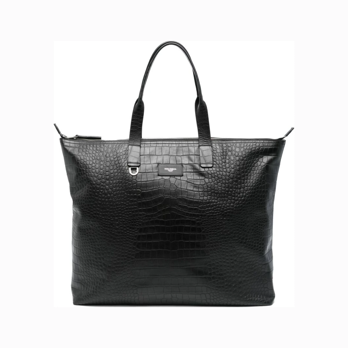 Crocodile-embossed Leather Tote Bag