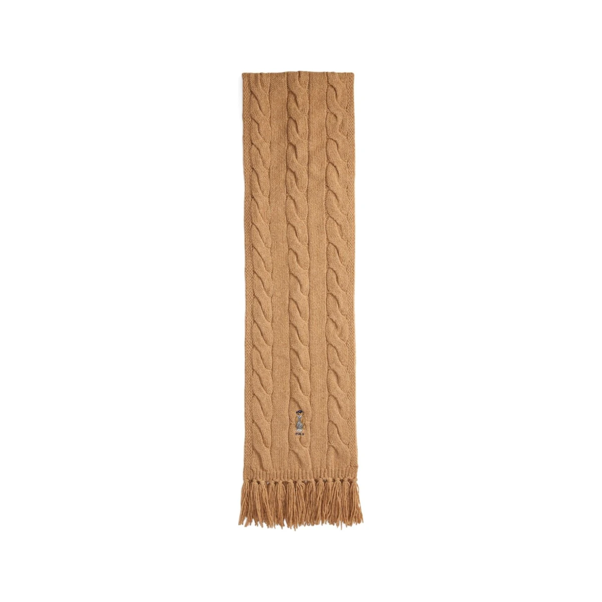 Cable-knit fringed scarf - Brown