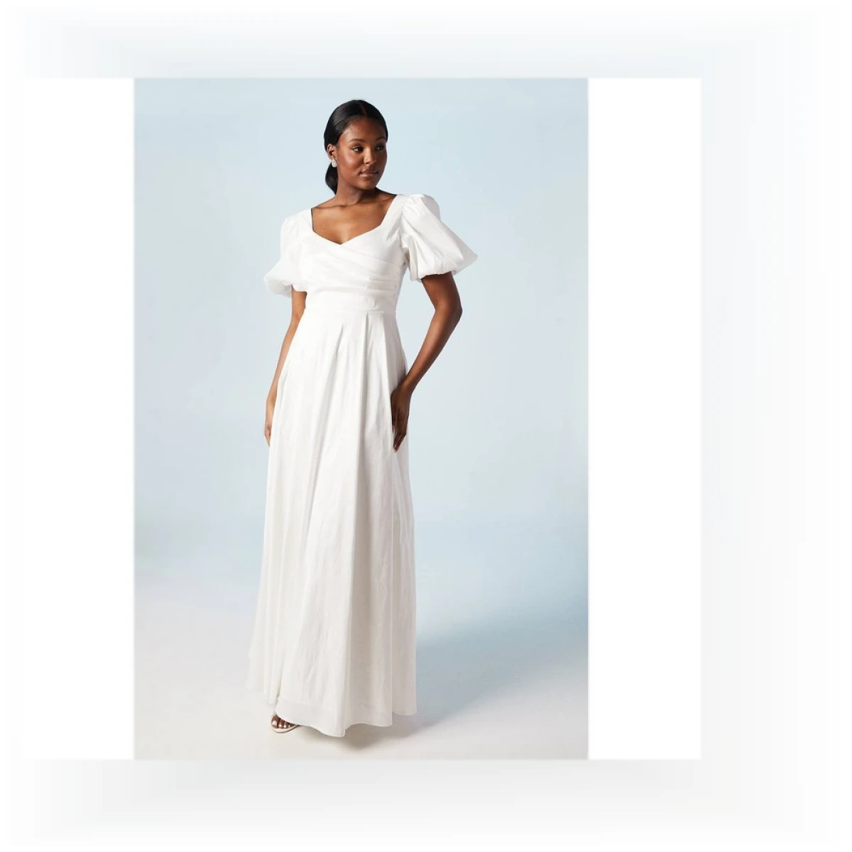 Coast Women's Puff Sleeve Wrap Bodice Fit & Flare Wedding Dress in Ivory