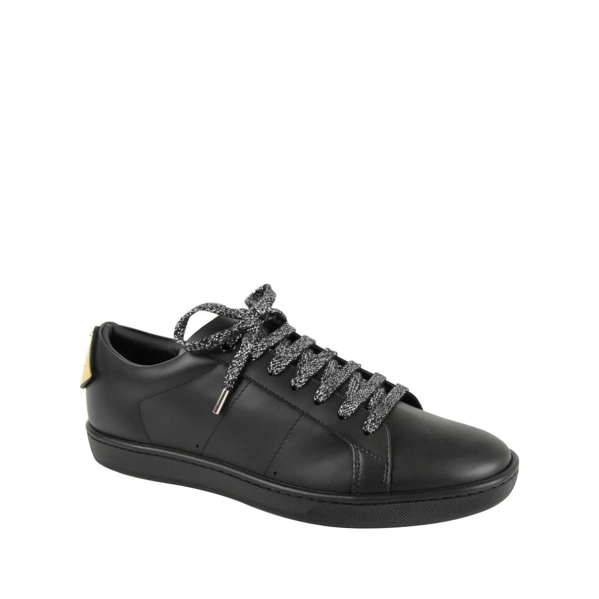 Saint Laurent Men's Black Leather Signature Court Lips Sneaker