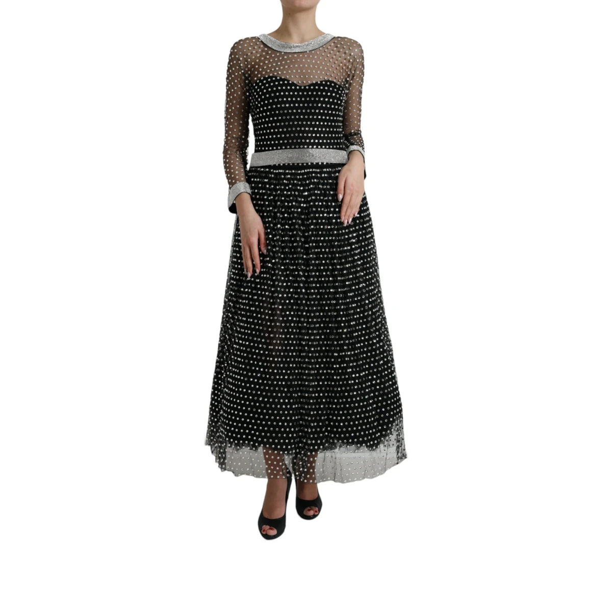 Dolce & Gabbana Black Crystal Embellished A-line Gown Women's Dre