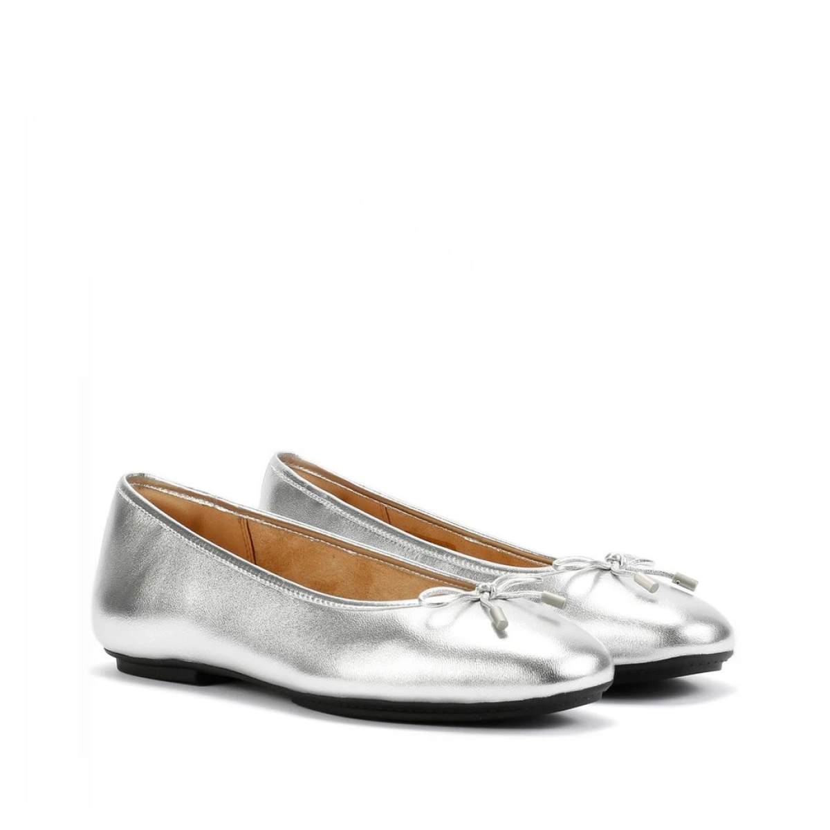 Fitflop Delicato Metallic Leather Womens Silver Ballet Flat