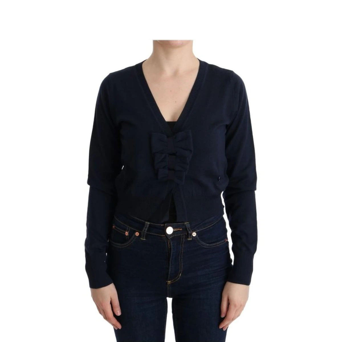 MARGHI LO' Damen Blaue Wollbluse Pullover