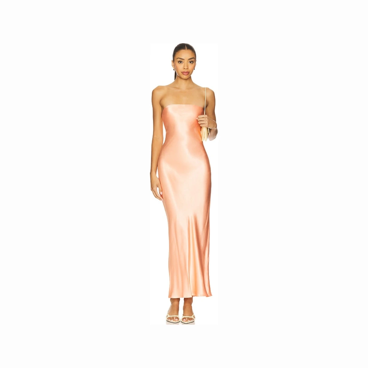 SNDYS Angel Strapless Midi Dress in Coral. - L also in