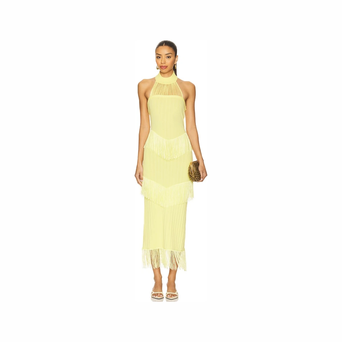 Yellow The Label Lana Fringe Dress in Yellow. - L also in