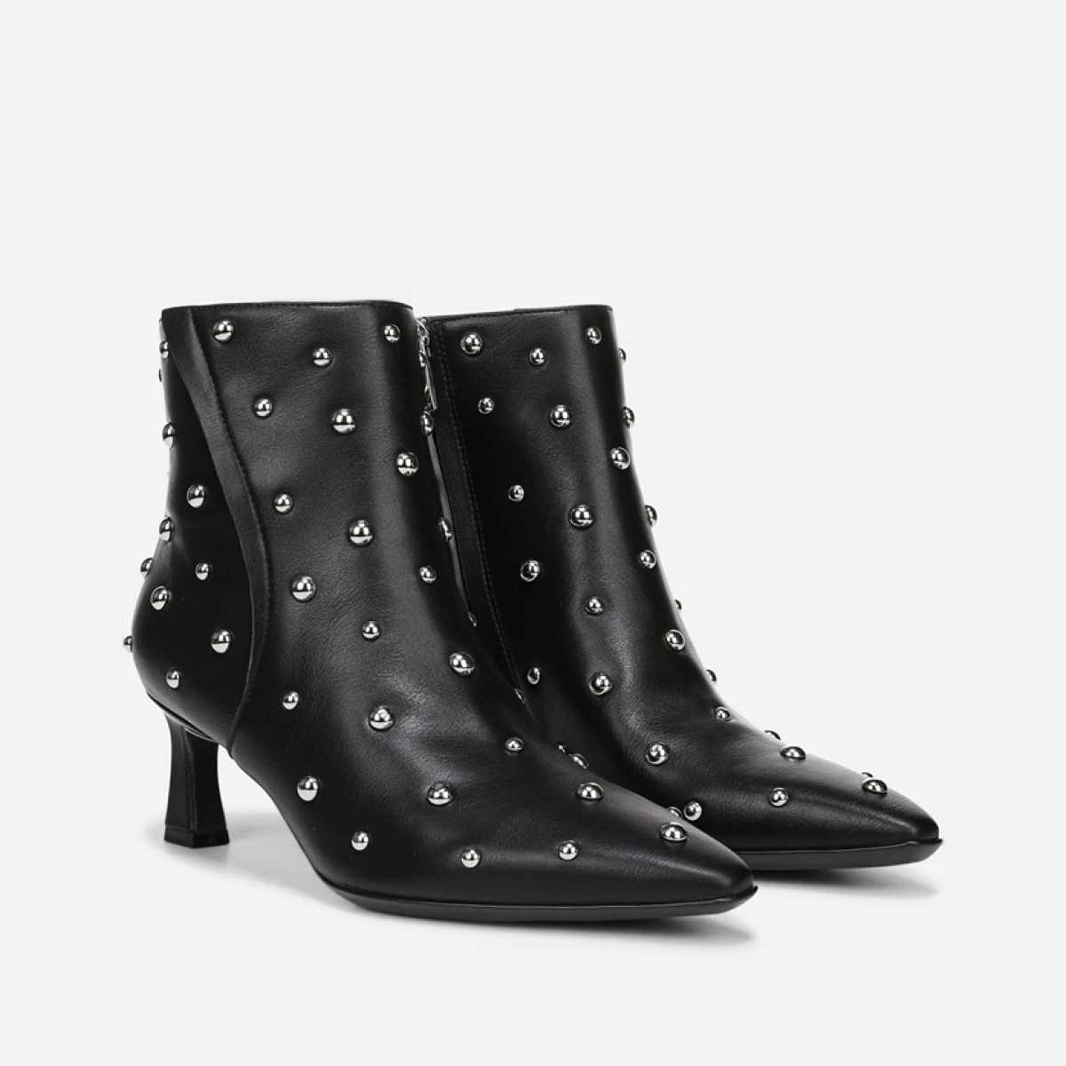 Deesha Bootie Boots, Black Stud Faux Leather Suede