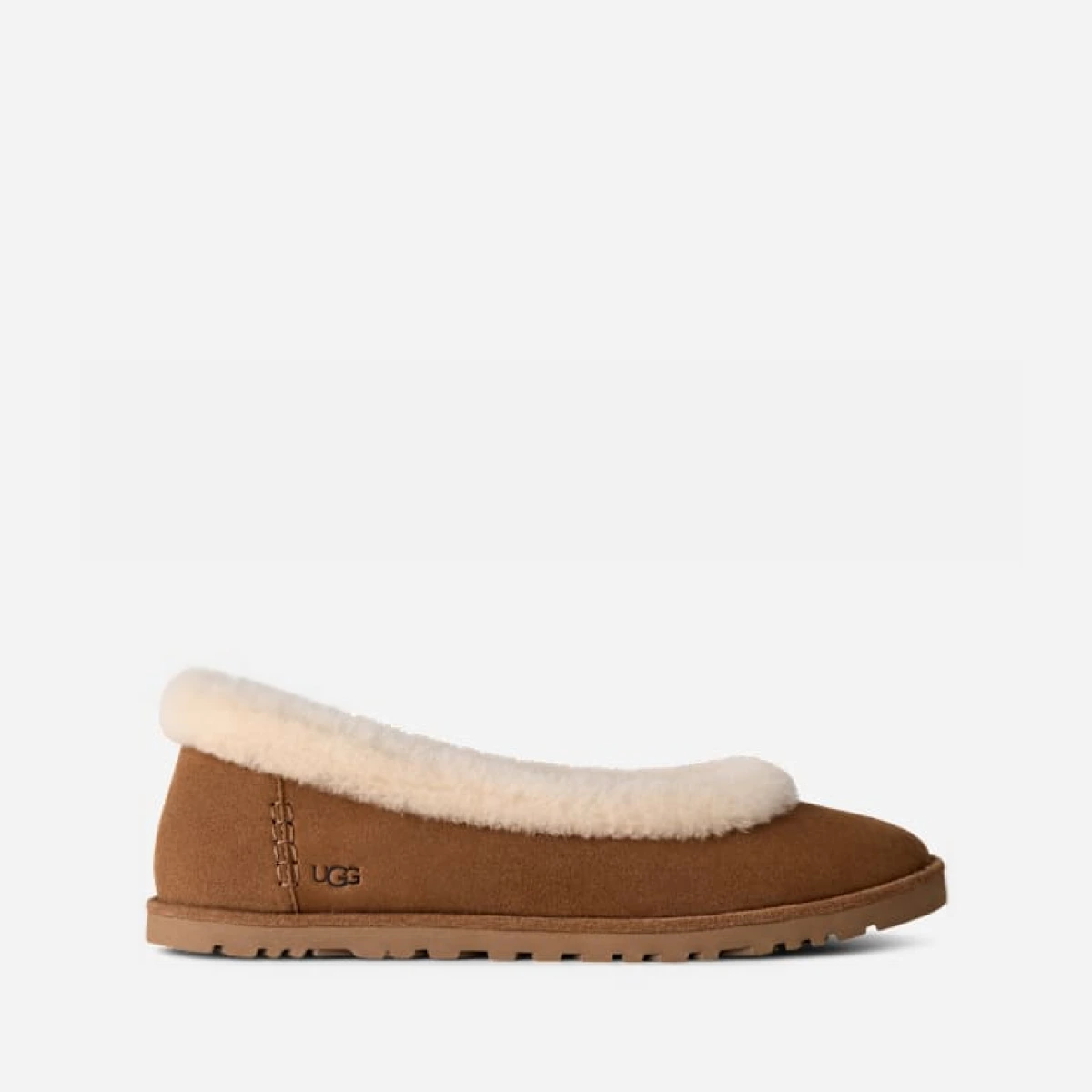 ® Women's Zora Ballet Flat Sheepskin Shoes in Chestnut