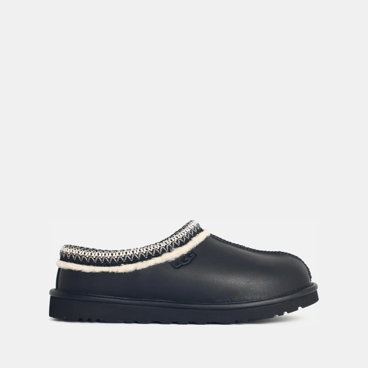 'Tasman' Black Leather Slippers