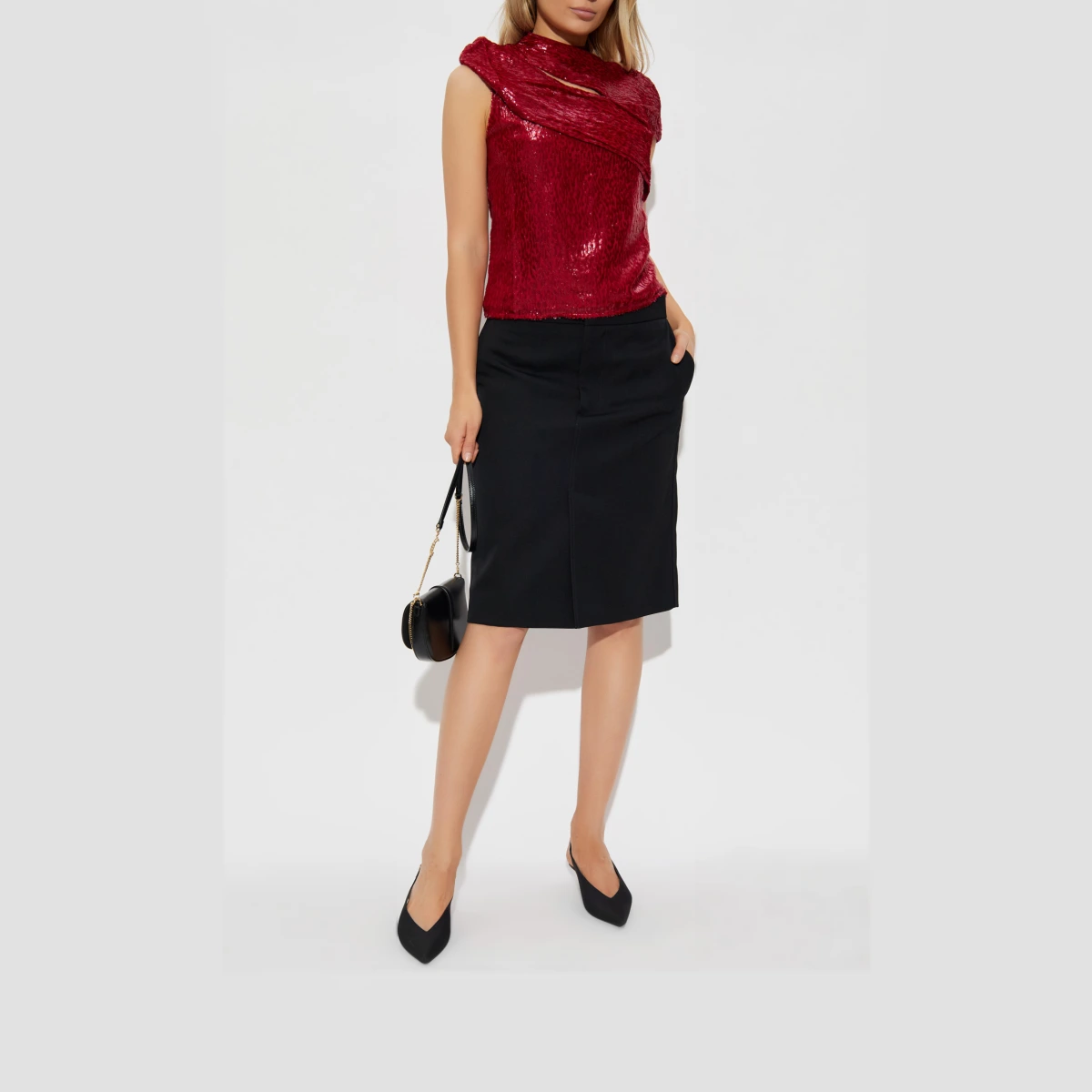 Top With Lurex Thread, Women's, Red