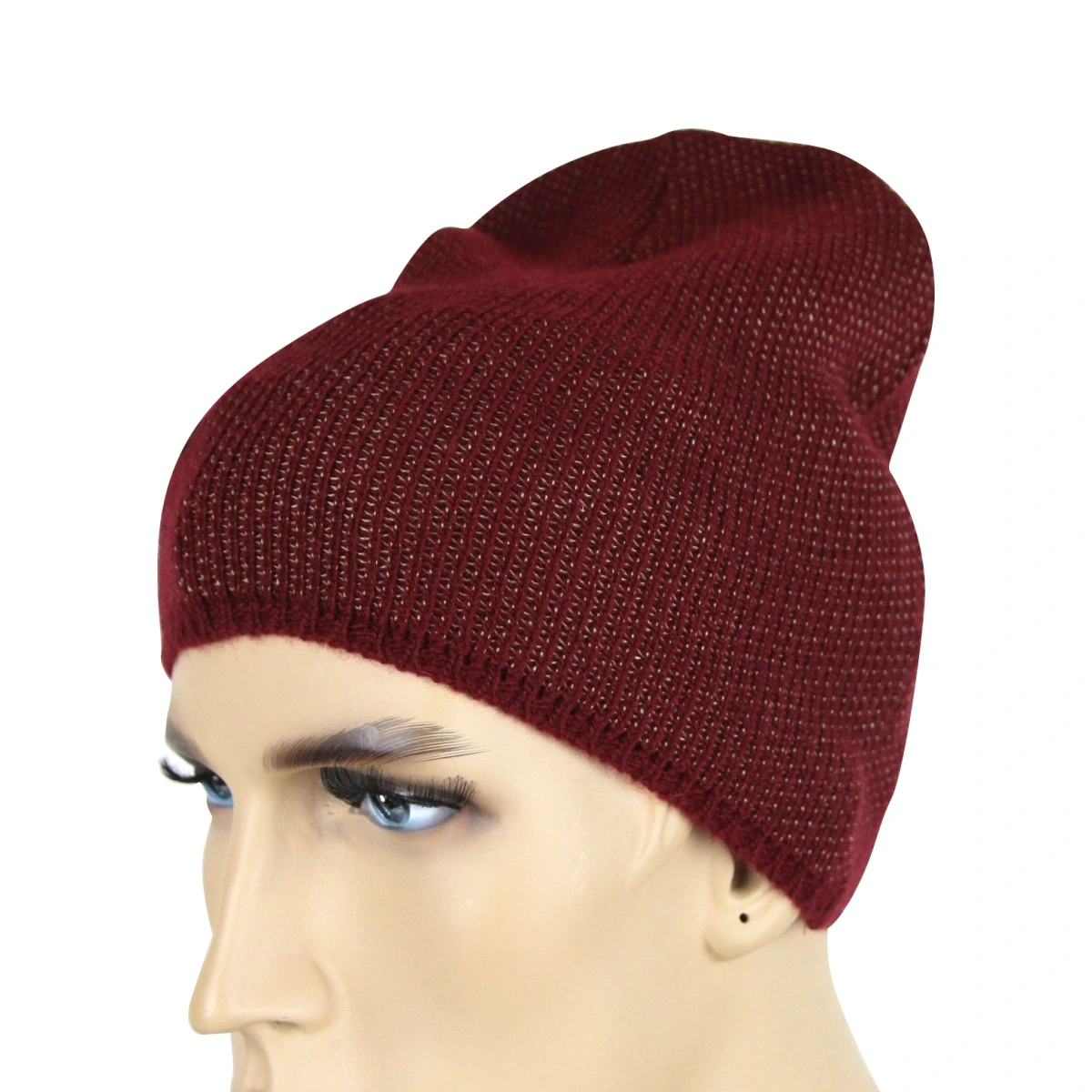 Gucci Unisex Burgundy Wool Cashmere Cotton Medium Knit Beanie Hat With Logo