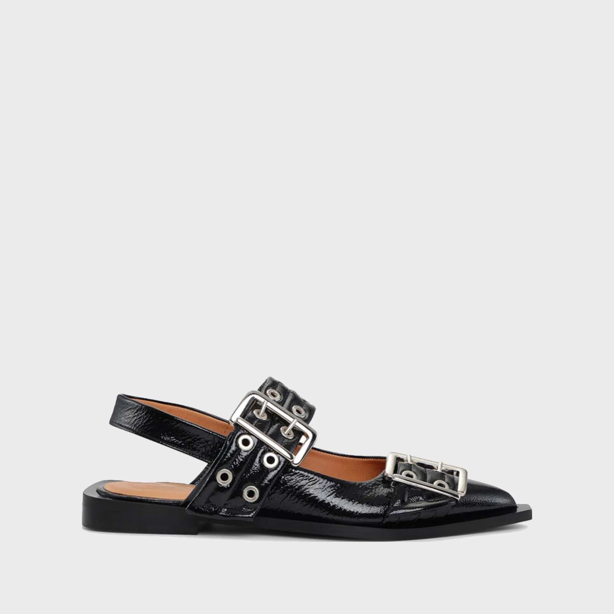 Ganni Ballerina Chuncky Buckle Naplack Black EUR
