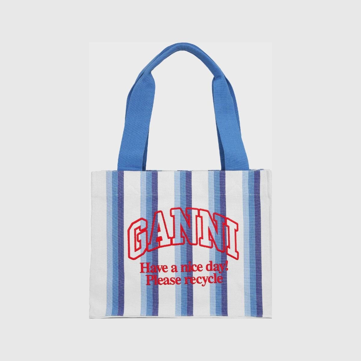 Ganni Bag Large Easy Shopper Stripes Dark Blue ONESIZE