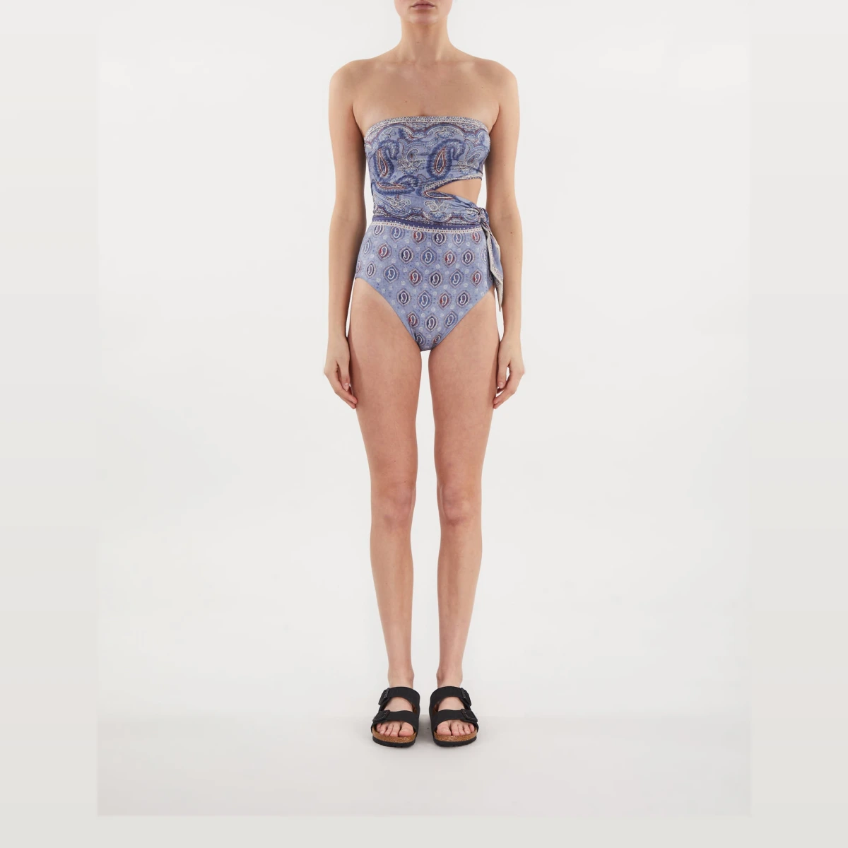 Zimmermann Swimsuit Vitali Placement Scarf Tie Blue