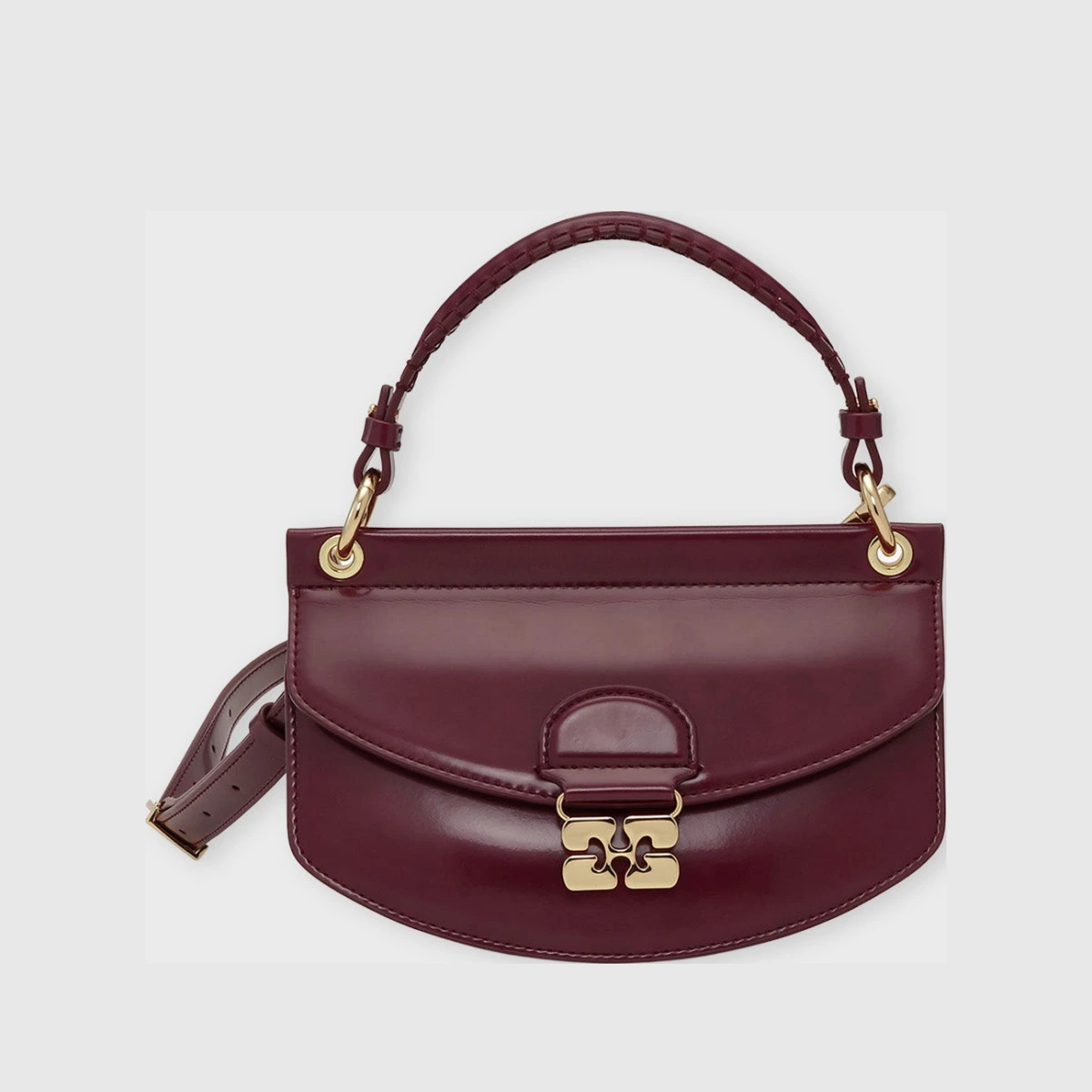 Ganni Bag Apo-G Mini Top Handle Box Burgundy ONESIZE