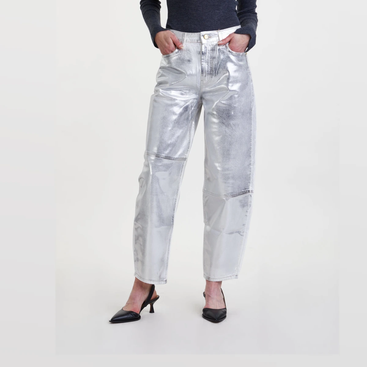 Ganni Jeans Foil Denim Stary White