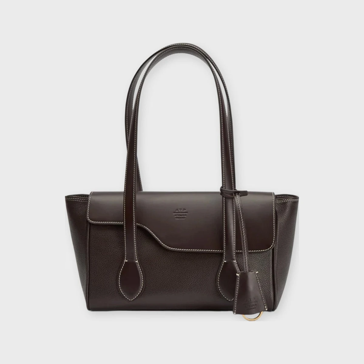 ATP Atelier Bag Eira Contrast Stitch Grained Leather Valnöt ONESIZE