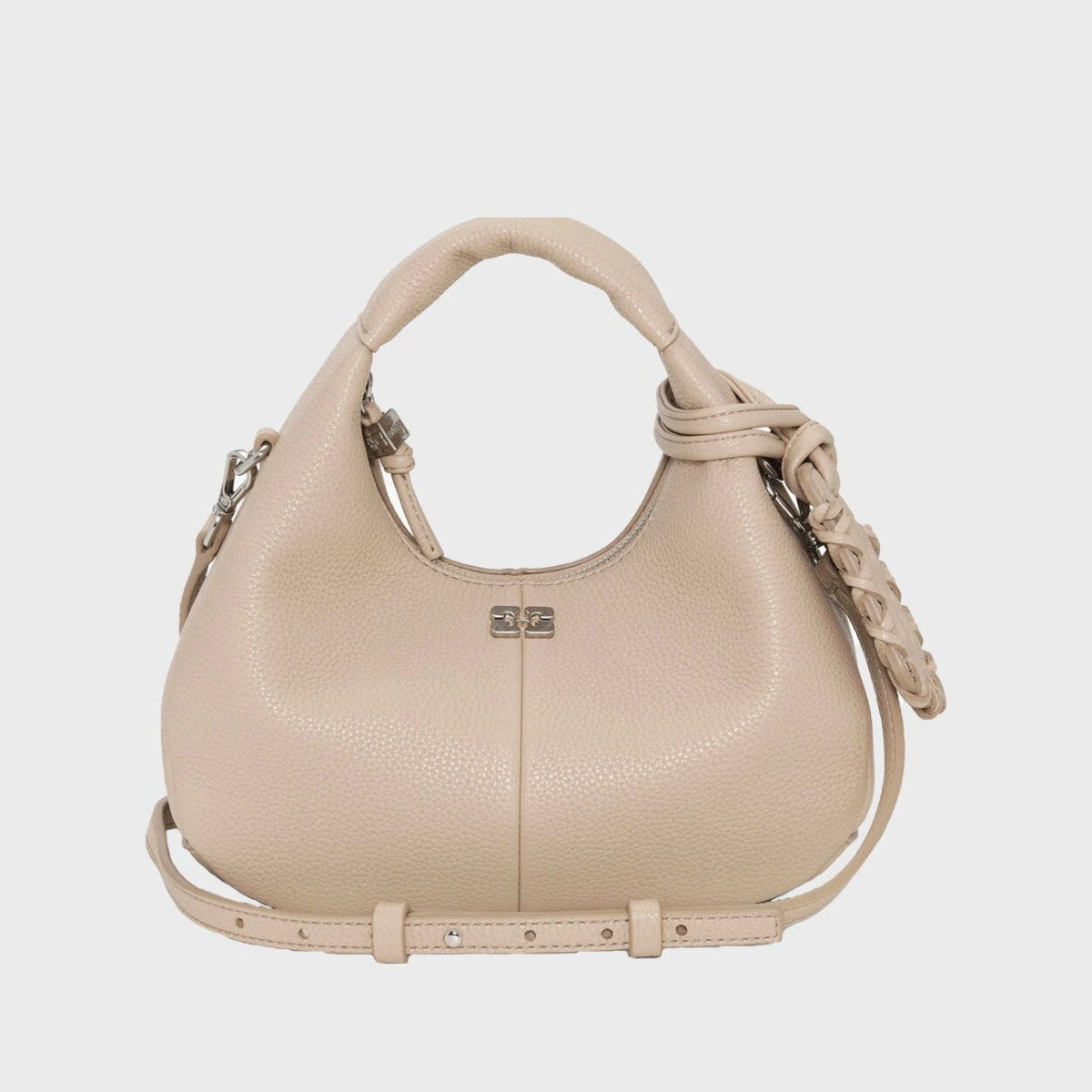 Ganni Bag Hobo Mini Grained White ONESIZE