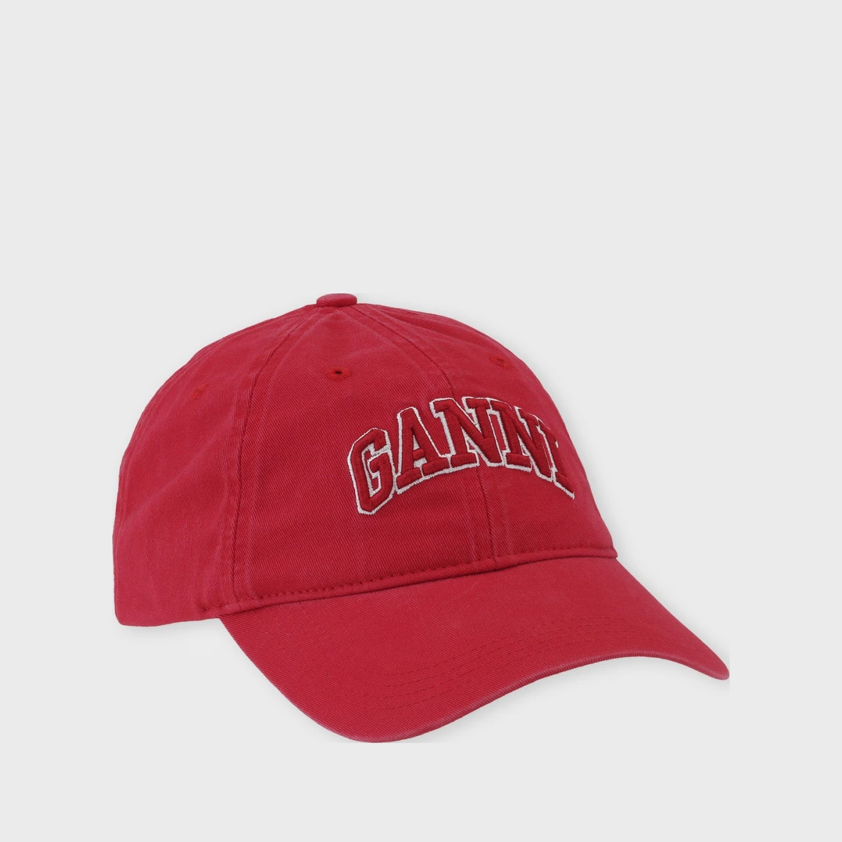 Ganni Cap Washed Cotton Canvas Red ONESIZE