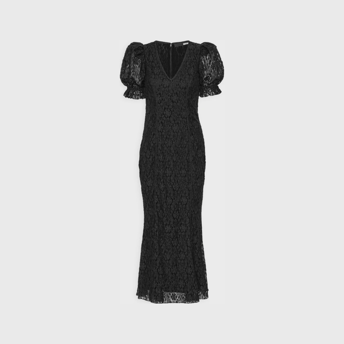 Rotate Dress Lace Puff Sleeve Black