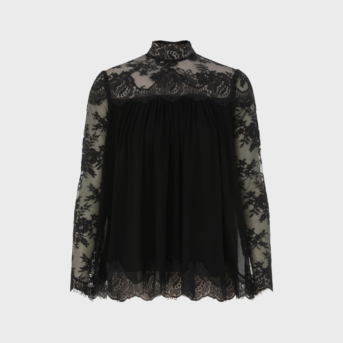 Zimmermann Hypnotic Lace Yoke Top Black
