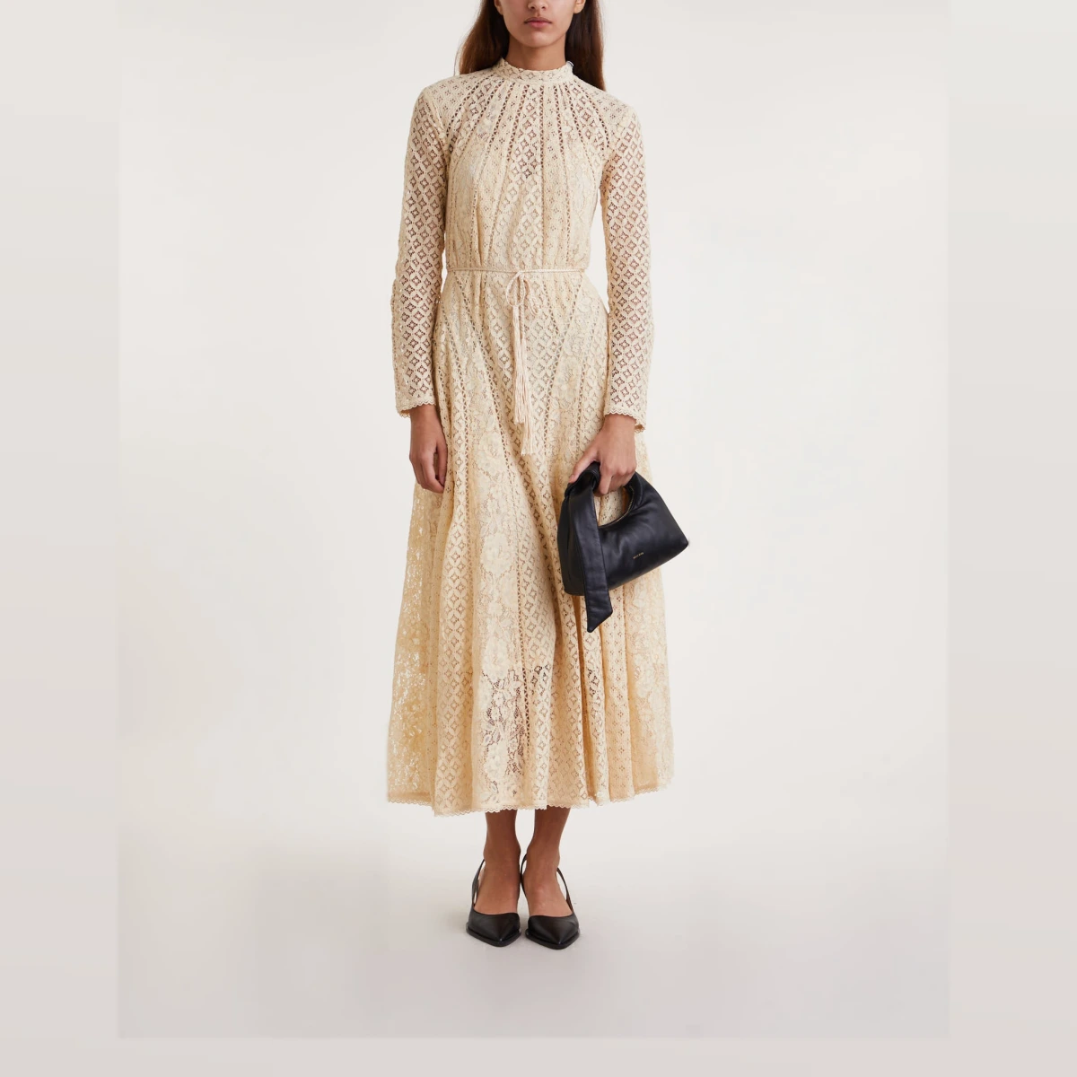 Zimmermann Dress Luminosity Lace Panelled Midi Cream 1