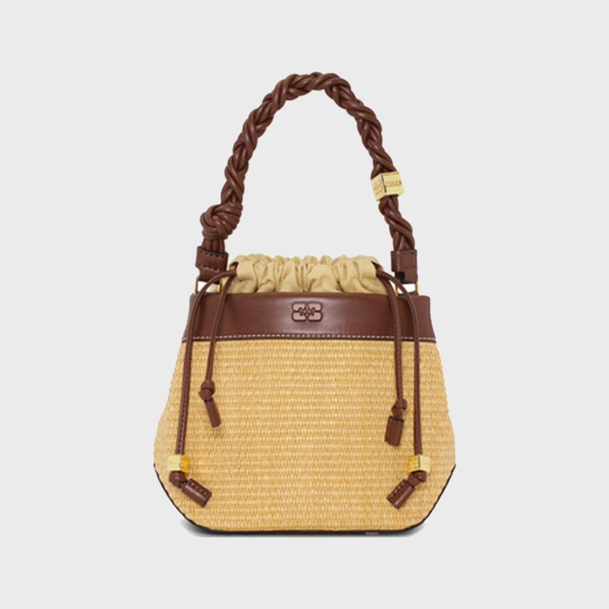 Ganni Bag Bou Bucket Raffia Beige/brun ONESIZE