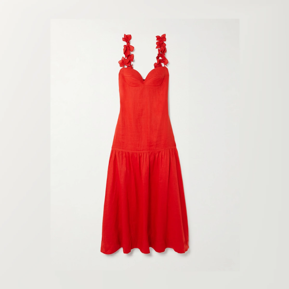 Ser Arte Appliquéd Linen Maxi Dress - Red