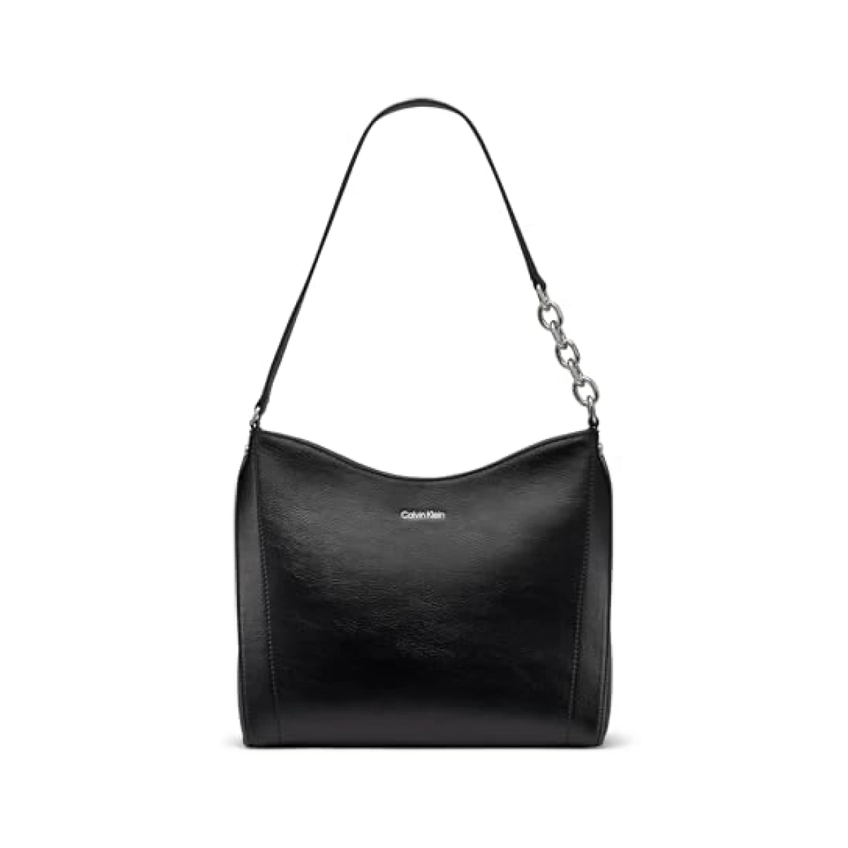 Calvin Klein Nova Chain Hobo Shoulder Bag, Black/Silver Solid, One Size
