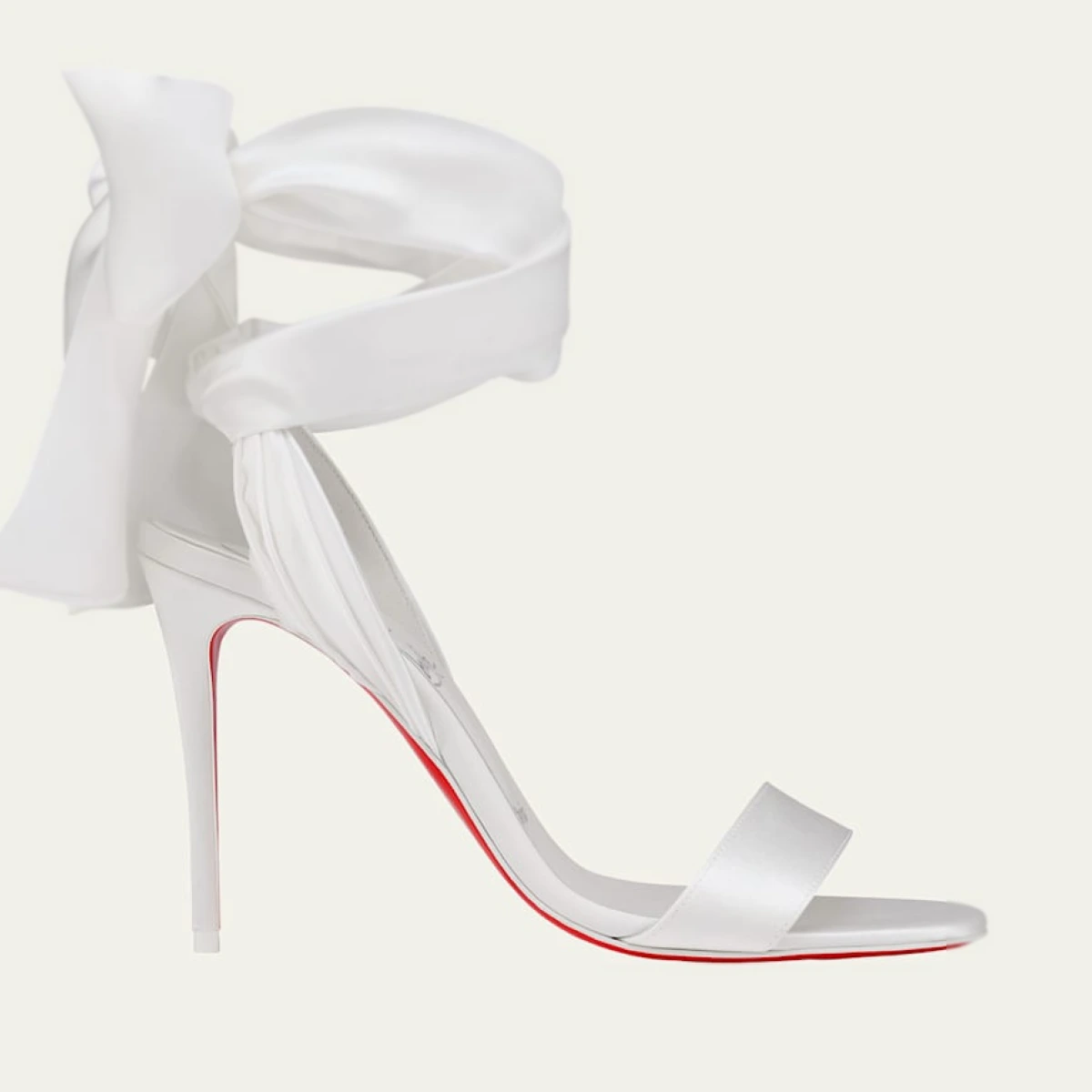 Red Sole Ribbon Ankle-Wrap Stiletto Sandals