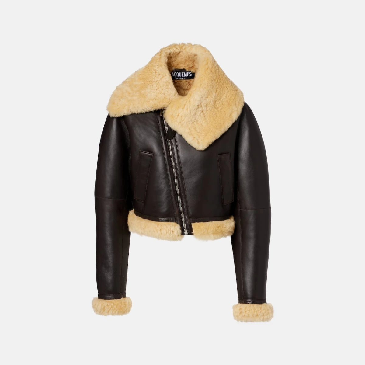 Aviatore cropped shearling-trimmed leather jacket