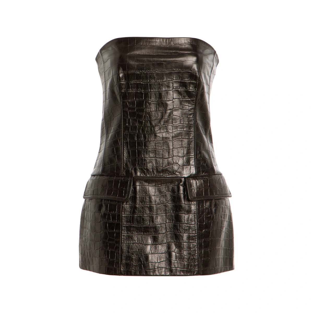 Strapless Croc-Embossed Leather Strapless Top