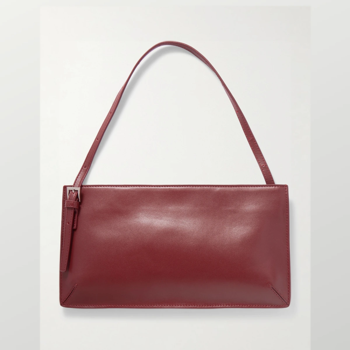 90s Leather Shoulder Bag - Burgundy